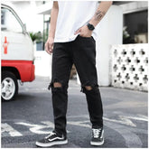 Men Jeans Retro Tattered Jeans Jeans Trousers